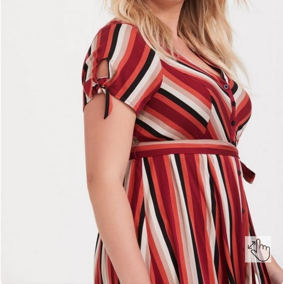 NWT TORRID Striped Midi Challis Shirt Dress - Picture 2 of 7